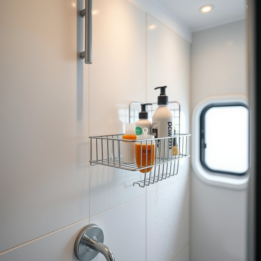 shower caddy in action