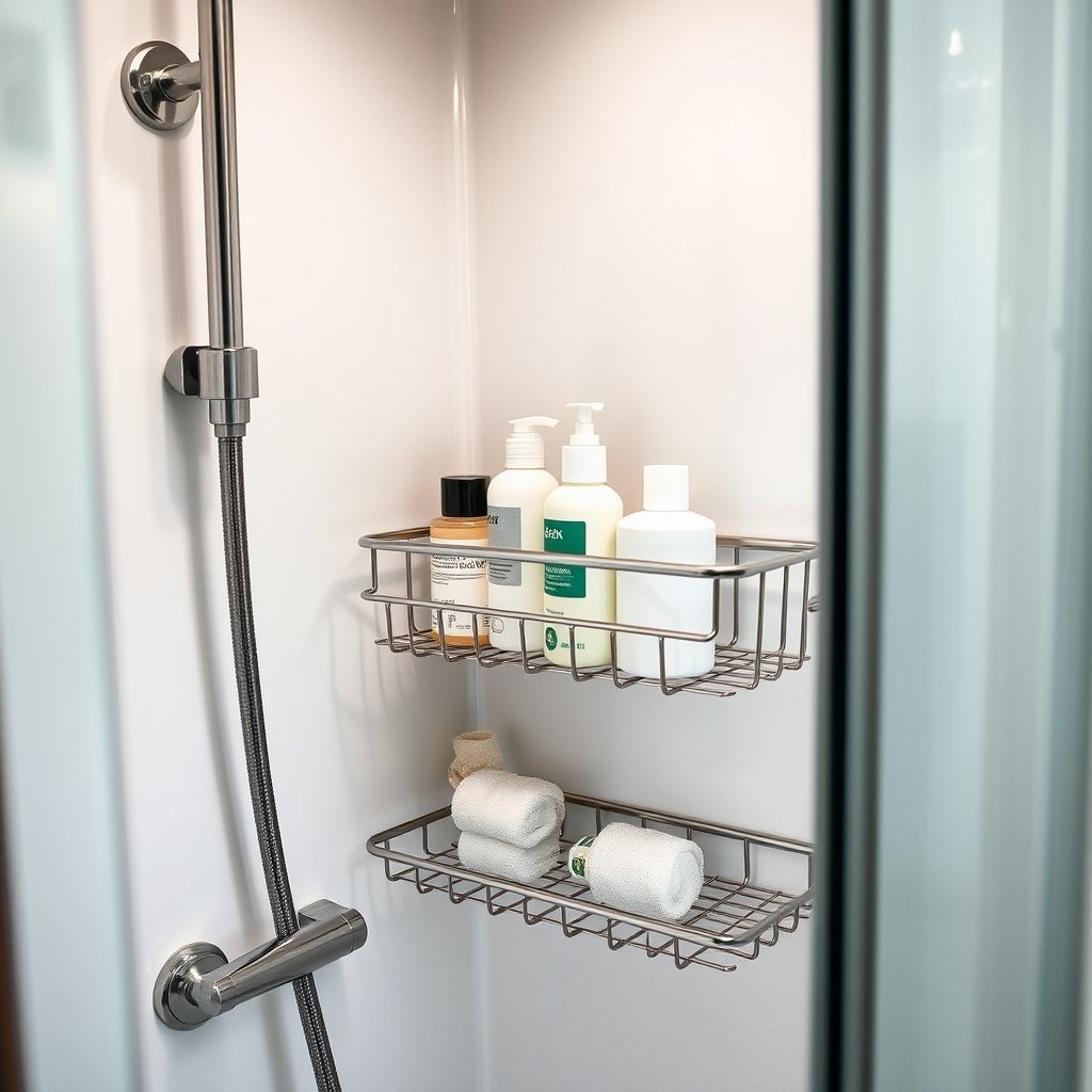 shower caddy in action